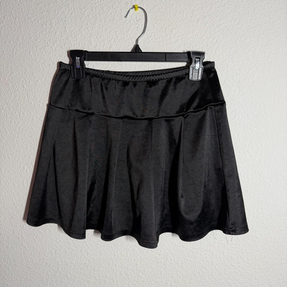 Better Be Flared Mini Skater Skirt Womens Large Black Stretch Casual Pull On